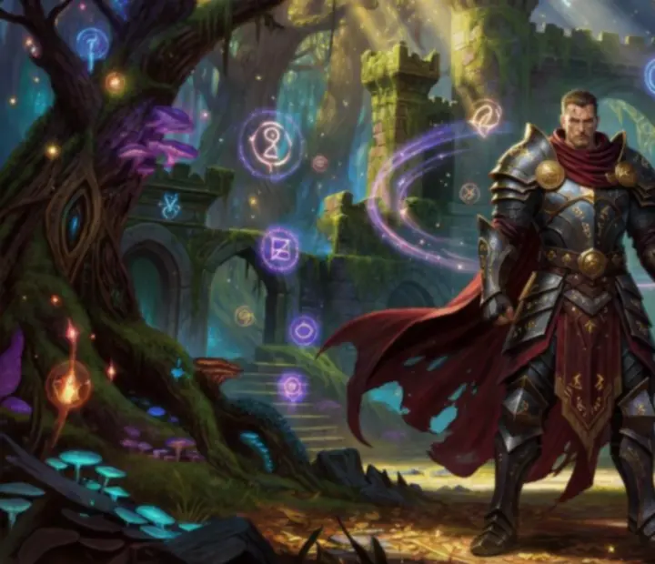 Epicka ilustracja bohaterów inspirowana malarskim stylem fantasy